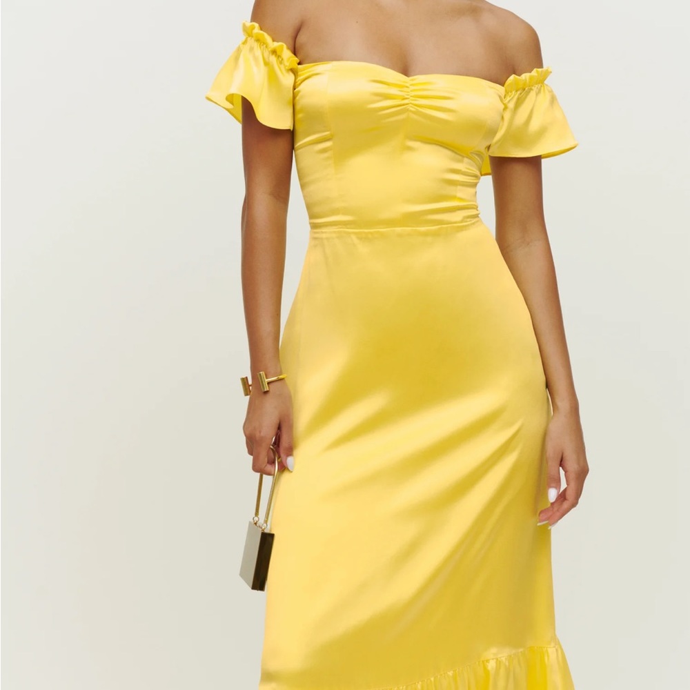 Gorgeous yellow authentic silk Reformation Dress new with tags